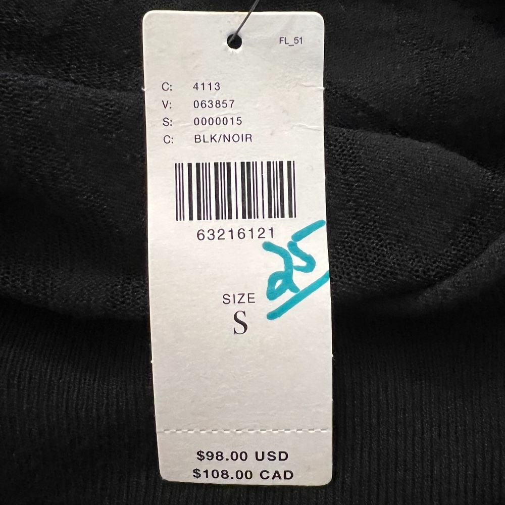 Current Air Los Angeles Anthropologie Long Sleeve Lacey Black Stretch Top Black - Picture 11 of 11